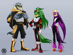 Size: 1032x774 | Tagged: safe, artist:revheadarts, jet the hawk, storm the albatross, wave the swallow, arms folded, babylon rogues, hand on hip, redesign
