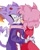 Size: 1080x1350 | Tagged: safe, artist:tabyrobie, amy rose, blaze the cat, cat, hedgehog, 2023, amy x blaze, amy's halterneck dress, blaze's tailcoat, blushing, clothes, cute, dress, eyes closed, female, females only, hand on shoulder, hands on back, kiss, lesbian, shipping