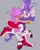 Size: 1080x1350 | Tagged: safe, artist:trunch00_00, amy rose, blaze the cat, cat, hedgehog, 2023, amy x blaze, amy's halterneck dress, blaze's tailcoat, blushing, clothes, cute, dress, exclamation mark, eyes closed, female, females only, hearts, hugging, lesbian, mouth open, shipping