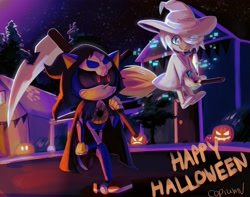 Size: 3800x3000 | Tagged: safe, artist:ifoundyoufaker, metal sonic, sage, sonic frontiers, costume, grim reaper, halloween, witch outfit