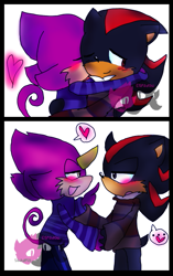 Size: 401x640 | Tagged: safe, artist:espadow, espio the chameleon, shadow the hedgehog, 2012, blushing, comic, cute, duo, espibetes, gay, heart, hugging, looking at each other, panels, shadowbetes, shadpio, shipping, simple background, white background