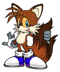 Size: 2554x3029 | Tagged: safe, miles "tails" prower, anonymous editor, blue shoes, brown fur, edit, electrical gloves, eyelashes, one fang, redesign, simple background, solo, transparent background, yellow sclera
