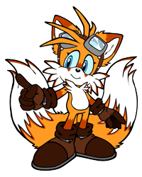 Size: 2321x2907 | Tagged: safe, miles "tails" prower, anonymous editor, blue sclera, brown gloves, brown shoes, ear fluff, edit, eyelashes, flat colors, goggles, goggles on head, looking offscreen, redesign, simple background, smile, solo, standing, transparent background