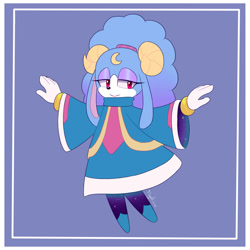 Size: 2000x2000 | Tagged: safe, artist:mystic_mansion, sonic dream team, 2023, ariem, arms out, lidded eyes, looking offscreen, purple background, simple background, smile, solo