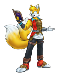 Size: 1719x2136 | Tagged: safe, artist:umbraborealis, miles "tails" prower, fox, commission, mage, reading, spellbook
