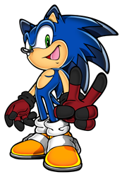 Size: 2159x3125 | Tagged: safe, sonic the hedgehog, 2023, anonymous artist, colored ears, colored quills, edit, eyelashes, male, red gloves, redesign, simple background, solo, standing, top surgery scars, trans male, transgender, transparent background, yellow shoes
