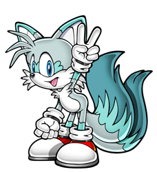 Size: 2482x2718 | Tagged: safe, miles "tails" prower, anonymous artist, arctic fox, colored ears, edit, male, simple background, solo, species swap, transparent background