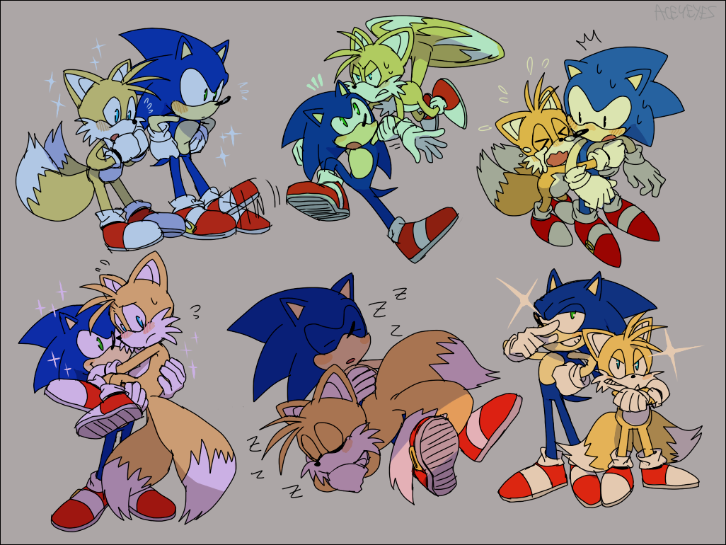 236448 - safe, artist:superkirbylover1, miles tails prower (sonic), sonic  the hedgehog (sonic), canine, fox, hedgehog, mammal, anthro, plantigrade  anthro, sega, sonic the hedgehog (series), ball, duo, green background,  multiple tails, pixel art