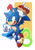 Size: 842x1187 | Tagged: safe, artist:zazakun, artist:zazakuno, sonic the hedgehog, hedgehog, abstract background, chili dog, food, holding something, hot dog, looking offscreen, male, mid-air, modern sonic, mouth open, pointing, smile, solo