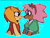 Size: 776x583 | Tagged: safe, artist:nightgarla, amy rose, trip the sungazer, blue background, blushing, bust, classic amy, classic sonic (universe), duo, lesbian, looking at each other, one fang, outline, shipping, simple background, smile, tripamy