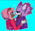 Size: 765x685 | Tagged: safe, artist:nightgarla, amy rose, blaze the cat, amy x blaze, blue background, duo, heart, holding each other, lesbian, looking at each other, outline, shipping, simple background, smile