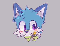 Size: 2048x1582 | Tagged: safe, artist:chibi-0004, oc, oc:kitsu the fennec, fox, bandaid, bandaid over nose, bandana, blushing, cute, fankid, grey background, head only, looking offscreen, magical gay spawn, parent:kit, parent:tails, parents:kittails, simple background, smile, solo, star (symbol)
