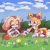 Size: 2048x2048 | Tagged: dead source, safe, artist:chibi-0004, cream the rabbit, miles "tails" prower, blushing, clouds, creamabetes, cute, daytime, duo, eyes closed, flower, flower crown, grass, heart, kneeling, looking at them, not shipping, outdoors, tailabetes, tree