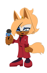 Size: 1963x3072 | Tagged: safe, artist:buddyhyped, whisper the wolf, the murder of sonic the hedgehog, holding something, microphone, one eye closed, simple background, solo, style emulation, tmosth style, transparent background