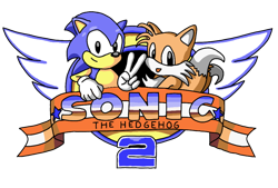 Size: 1000x677 | Tagged: safe, artist:jdfrg, miles "tails" prower, sonic the hedgehog, 2023, duo, english text, looking at viewer, redraw, simple background, smile, sonic the hedgehog 2 (8bit), title screen, transparent background, v sign