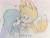 Size: 2048x1552 | Tagged: safe, artist:tomii_pepe, kit the fennec, miles "tails" prower, 2022, blushing, duo, gay, heart, holding hands, japanese text, kitails, pocky (food), shipping, sweatdrop, traditional media