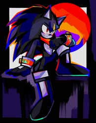 Size: 1599x2048 | Tagged: safe, artist:kuroiyuki96, abstract background, sitting, solo, terios the hedgehog