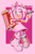 Size: 960x1440 | Tagged: safe, artist:veeloopz, amy rose, hedgehog, abstract background, female, holding something, outline, piko piko hammer, pink outline, smile, solo, standing, tongue out, wink