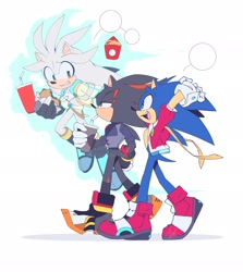 Size: 1829x2048 | Tagged: safe, artist:anhminh.vo.3511, shadow the hedgehog, silver the hedgehog, sonic the hedgehog
