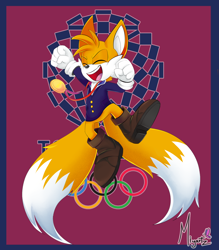Size: 1590x1812 | Tagged: safe, artist:miyartz, miles "tails" prower, medal, olympic games