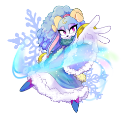 Size: 2048x1950 | Tagged: safe, artist:littlerainstories, sonic dream team, ariem, looking offscreen, magic, semi-transparent background, smile, snowflake, solo