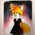 Size: 2048x2048 | Tagged: safe, ai art, artist:mobians.ai, miles "tails" prower, 2023, abstract background, blushing, border, chest fluff, dress, frown, looking offscreen, prompter:taeko, sad, solo, standing, trans female, transgender