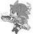 Size: 1740x1754 | Tagged: safe, artist:ghb_111, sonic the hedgehog, 2023, chili dog, fangs, greyscale, hand on knee, holding something, looking up, monochrome, mouth open, simple background, sitting, solo, tongue out, top surgery scars, trans male, transgender, white background