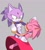 Size: 1440x1598 | Tagged: safe, artist:marino_5051, amy rose, blaze the cat, cat, hedgehog, 2022, amy x blaze, cute, dancing, duo, eyes closed, female, females only, grey background, hand on back, holding hands, lesbian, shipping, simple background