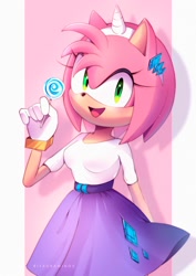 Size: 1414x2000 | Tagged: safe, artist:ritadrawings, amy rose, cosplay, rarity