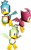 Size: 250x399 | Tagged: safe, flicky, sonic adventure, 3d, ambiguous gender, brian, daisy, family, lily, simple background, transparent background, trio