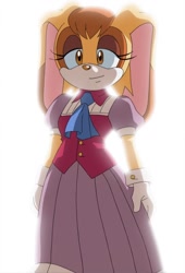 Size: 640x940 | Tagged: safe, editor:tails theorist, vanilla the rabbit, 2023, edit, looking offscreen, simple background, smile, solo, sonic x, standing, white background