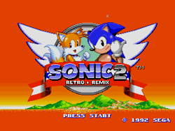 Size: 320x240 | Tagged: safe, miles "tails" prower, sonic the hedgehog, sonic the hedgehog 2, 16-bit, duo, rom hack, screenshot, sonic 2 retro mix, sunset, westside island