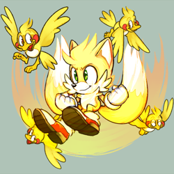 Size: 700x700 | Tagged: safe, artist:8xenon8, flicky, miles "tails" prower, super tails, super form