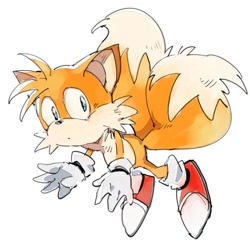 Size: 600x600 | Tagged: artist needed, safe, miles "tails" prower, classic tails, cute, dot mouth, looking offscreen, simple background, solo, white background