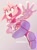 Size: 736x983 | Tagged: safe, artist:sonicaimblu19, amy rose, blushing, from below, gradient background, looking offscreen, looking up, mouth open, open smile, outline, reaching towards the viewer, signature, smile, solo