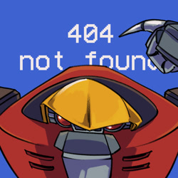 Size: 810x810 | Tagged: safe, artist:sharpedgedfool, e-123 omega, blue background, english text, error 404, icon, looking at viewer, robot, simple background, solo