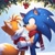 Size: 1024x1024 | Tagged: safe, ai art, miles "tails" prower, sonic the hedgehog, 2023, abstract background, christmas, coat, duo, gay, heart, holding them, looking at each other, outdoors, prompter:foxdelfi, scarf, shipping, smile, snow, snowing, sonic x tails, standing