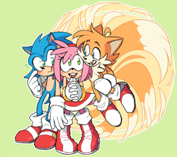 Size: 1000x886 | Tagged: safe, artist:8xenon8, amy rose, miles "tails" prower, sonic the hedgehog