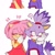 Size: 1080x1074 | Tagged: safe, artist:toondipz, amy rose, blaze the cat, cat, hedgehog, 2023, amy x blaze, amy's halterneck dress, blaze's tailcoat, blushing, clothes, cute, dress, eyes closed, female, females only, hand on cheek, lesbian, shipping