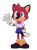 Size: 432x577 | Tagged: safe, artist:jonahmagnus, editor:jonahmagnus, barry the quokka, the murder of sonic the hedgehog, alternate eye color, alternate outfit, blouse, bow, ear piercing, earring, edit, leg warmers, looking at viewer, nonbinary, purple eyes, simple background, skirt, smile, solo, transparent background, waving