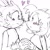 Size: 882x882 | Tagged: safe, artist:achr.l, amy rose, blaze the cat, cat, hedgehog, 2023, amy x blaze, amy's halterneck dress, blaze's tailcoat, blushing, clothes, cute, dress, female, females only, hearts, holding hands, lesbian, looking at each other, shipping, sketch