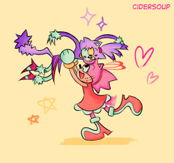Size: 1600x1500 | Tagged: safe, artist:cidersoup, amy rose, blaze the cat, cat, hedgehog, 2023, amy x blaze, amy's halterneck dress, blaze's tailcoat, carrying them, cute, female, females only, hearts, lesbian, looking at each other, shipping, sparkles, star (symbol)
