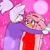 Size: 1080x1080 | Tagged: safe, artist:kawaii_blue18, amy rose, blaze the cat, cat, hedgehog, 2023, amy x blaze, amy's halterneck dress, blaze's tailcoat, clothes, cute, dress, female, females only, lesbian, looking at each other, pinning them, shipping, sparkles