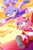 Size: 629x960 | Tagged: safe, artist:buddyhyped, amy rose, blaze the cat, cat, hedgehog, 2023, amy x blaze, amy's halterneck dress, blaze's tailcoat, cute, dress, female, females only, fire, flame, hammer, lesbian, looking at each other, mouth open, piko piko hammer, shipping