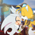 Size: 2048x2048 | Tagged: safe, artist:kptya, miles "tails" prower, sails, silver the hedgehog, abstract background, blushing, cute, duo, eyes closed, gay, heart, holding hands, sailver, shipping, signature, silvabetes, silvails, silver x sails, smile, star (symbol), tailabetes