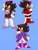 Size: 1548x2048 | Tagged: safe, artist:sonicattos, shadow the hedgehog, hedgehog, amy's halterneck dress, blaze's tailcoat, blue background, blushing, crossdressing, dress, femboy, frown, rouge's heart top, simple background, solo, standing