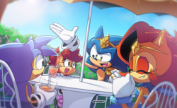 Size: 1887x1152 | Tagged: safe, artist:artsriszi, manik acorn, sally acorn, sonia acorn, sonic the hedgehog, family, father and daughter, father and son, mother and child, mother and daughter, mother and son, parent and child