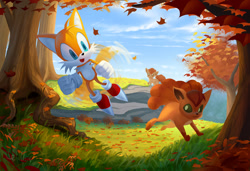Size: 1280x873 | Tagged: safe, artist:leifii, miles "tails" prower, crossover, pokemon, vulpix