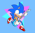 Size: 2048x1915 | Tagged: safe, artist:chubbidust, sonic the hedgehog, abstract background, blushing, classic sonic, classic sonic (universe), cute, eyes closed, guitar, mouth open, solo, sonabetes