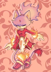 Size: 1452x2048 | Tagged: safe, artist:sh4rkbytez__, blaze the cat, burning blaze, fire, solo, super form